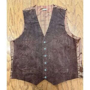 Haggar Clothing Co City Casuals Mens Suede Vest Size 46 Brown Leather Grandpa